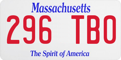 MA license plate 296TB0