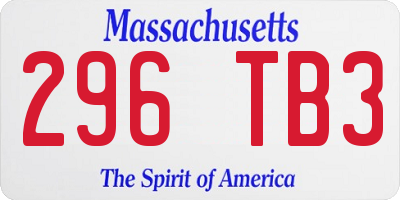 MA license plate 296TB3