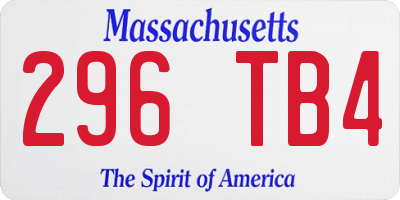 MA license plate 296TB4