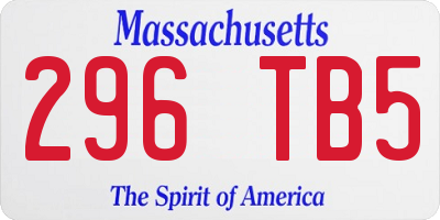 MA license plate 296TB5