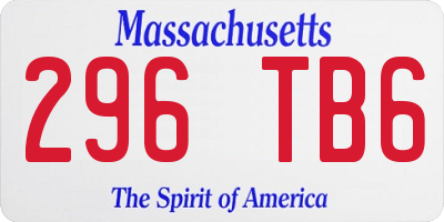 MA license plate 296TB6