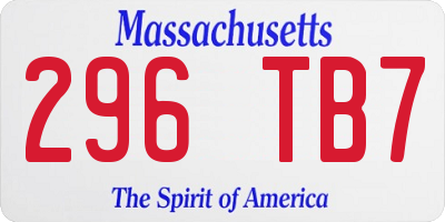 MA license plate 296TB7