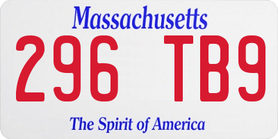 MA license plate 296TB9