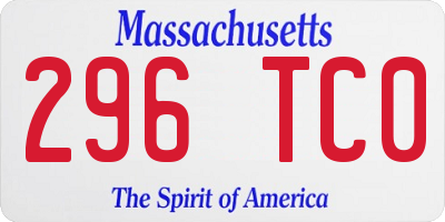 MA license plate 296TC0