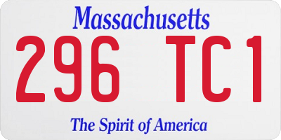 MA license plate 296TC1