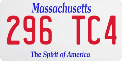 MA license plate 296TC4