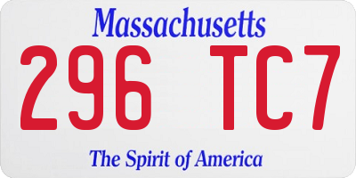 MA license plate 296TC7