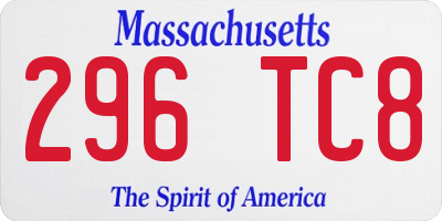 MA license plate 296TC8