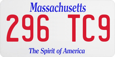 MA license plate 296TC9