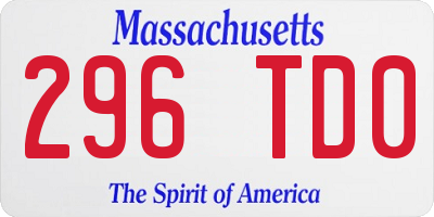 MA license plate 296TD0
