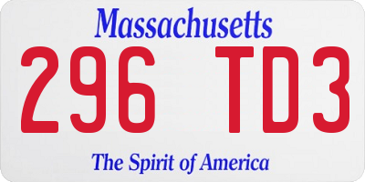 MA license plate 296TD3
