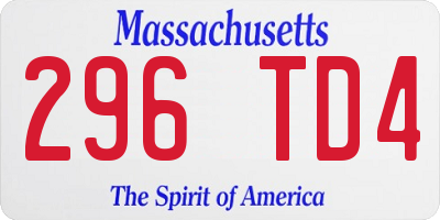 MA license plate 296TD4