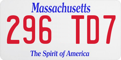 MA license plate 296TD7