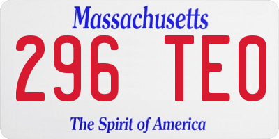 MA license plate 296TE0