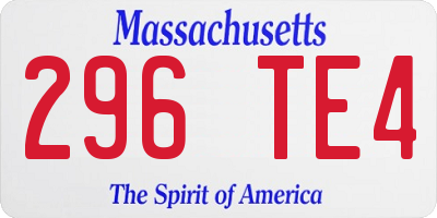 MA license plate 296TE4
