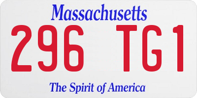 MA license plate 296TG1