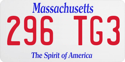 MA license plate 296TG3