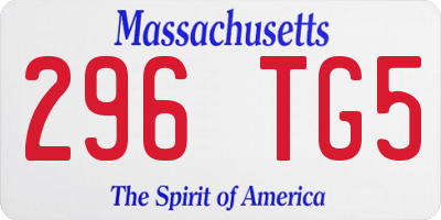 MA license plate 296TG5