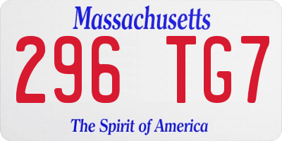 MA license plate 296TG7