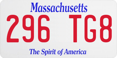 MA license plate 296TG8