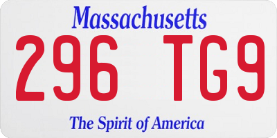 MA license plate 296TG9