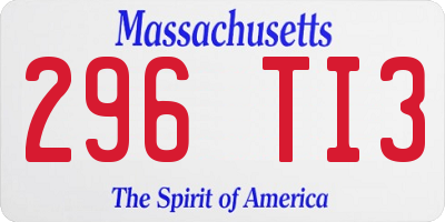MA license plate 296TI3
