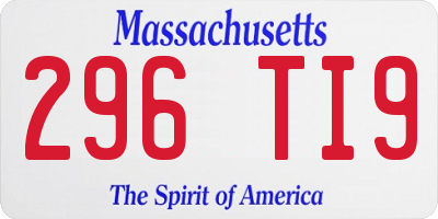 MA license plate 296TI9