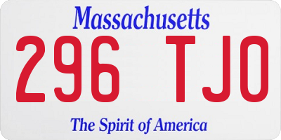 MA license plate 296TJ0
