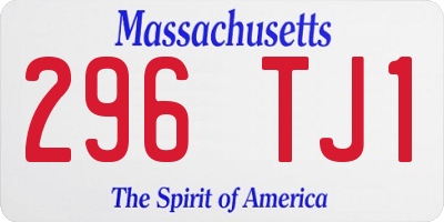 MA license plate 296TJ1