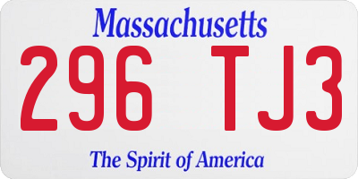 MA license plate 296TJ3