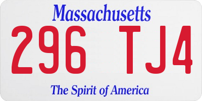 MA license plate 296TJ4