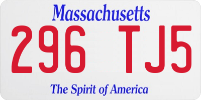 MA license plate 296TJ5