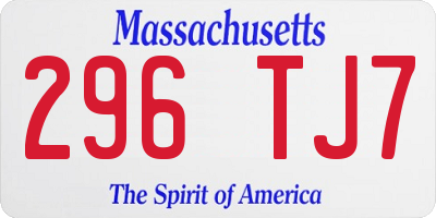 MA license plate 296TJ7