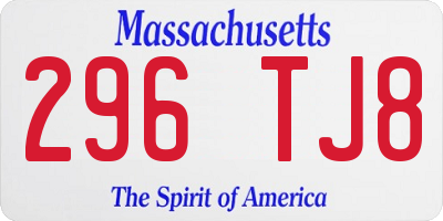 MA license plate 296TJ8