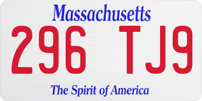MA license plate 296TJ9