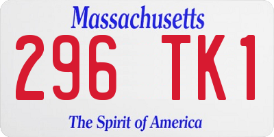 MA license plate 296TK1