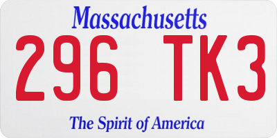 MA license plate 296TK3