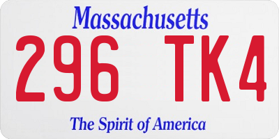 MA license plate 296TK4