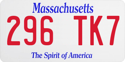 MA license plate 296TK7