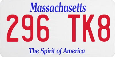 MA license plate 296TK8
