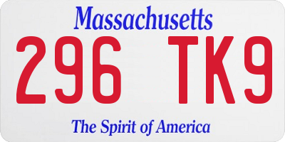MA license plate 296TK9