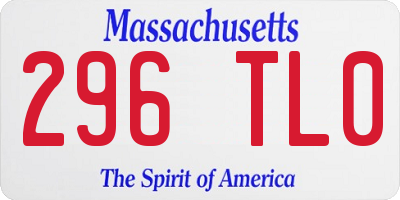 MA license plate 296TL0
