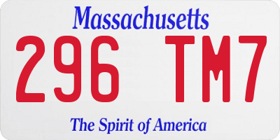 MA license plate 296TM7