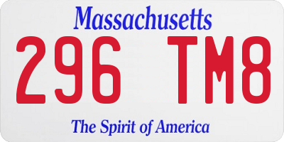 MA license plate 296TM8