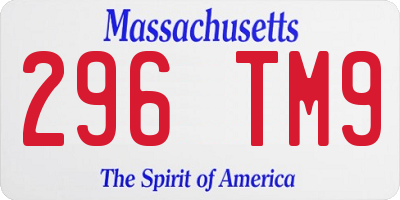 MA license plate 296TM9