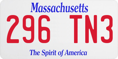 MA license plate 296TN3
