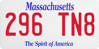 MA license plate 296TN8