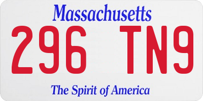 MA license plate 296TN9