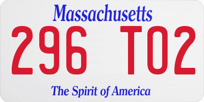 MA license plate 296TO2