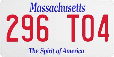 MA license plate 296TO4